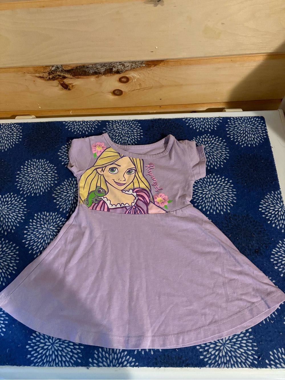Disney Lilac Rapunzel Graphic Twirl Dress with Yellow & Green Accents